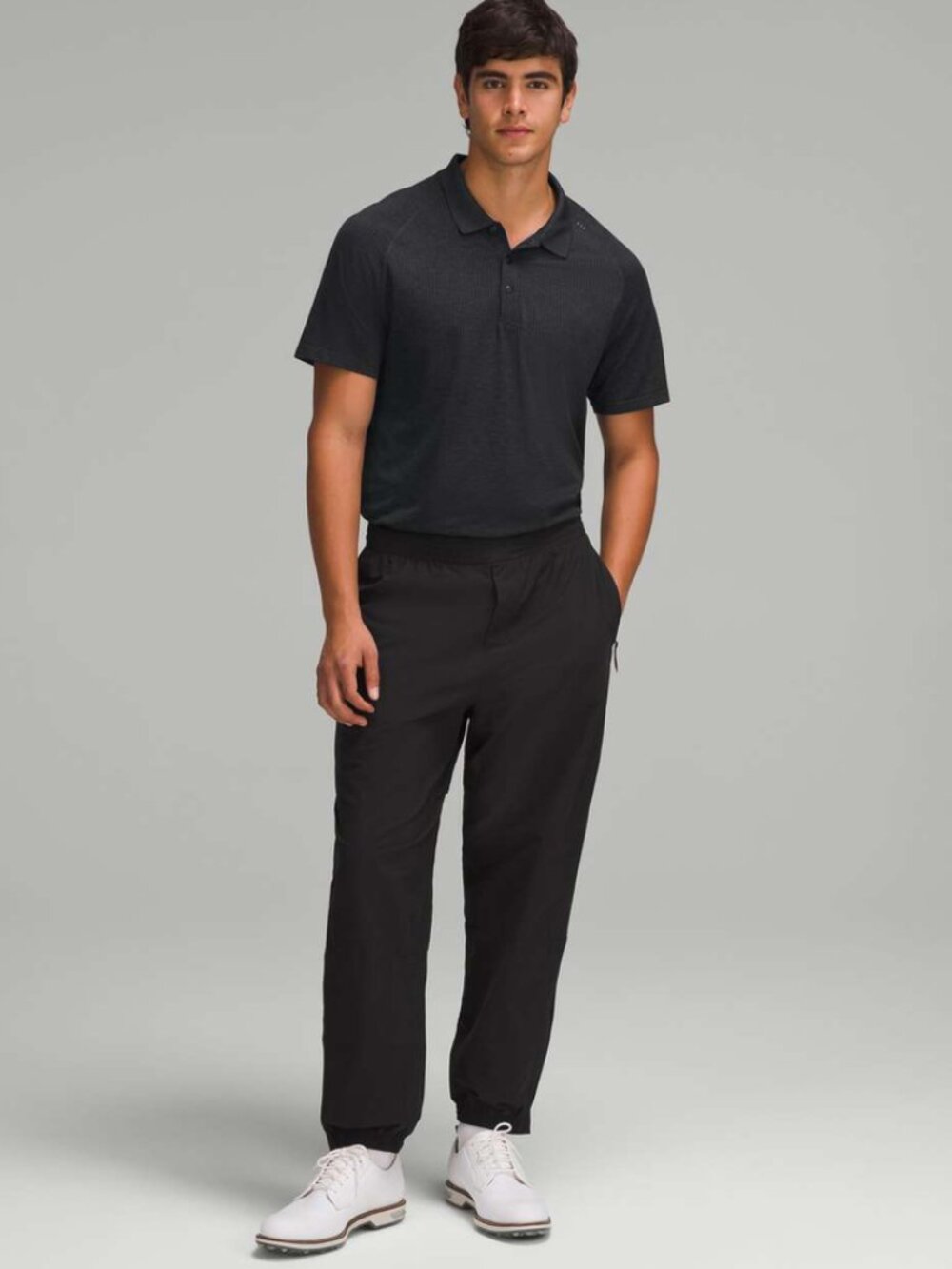 Lululemon Metal Vent Tech Polo Shirt Graphite Grey Black Men's Medium